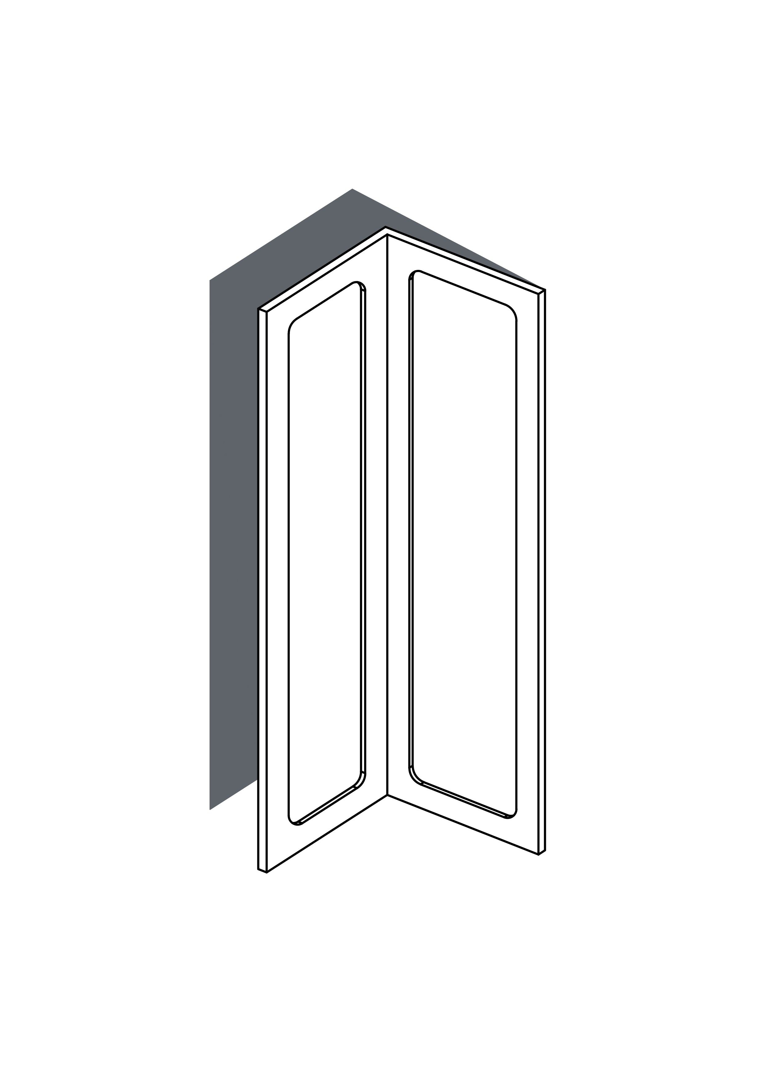 Corner Door 25x80 - Right Hung - Round Shaker - Unpainted (Raw) - METOD