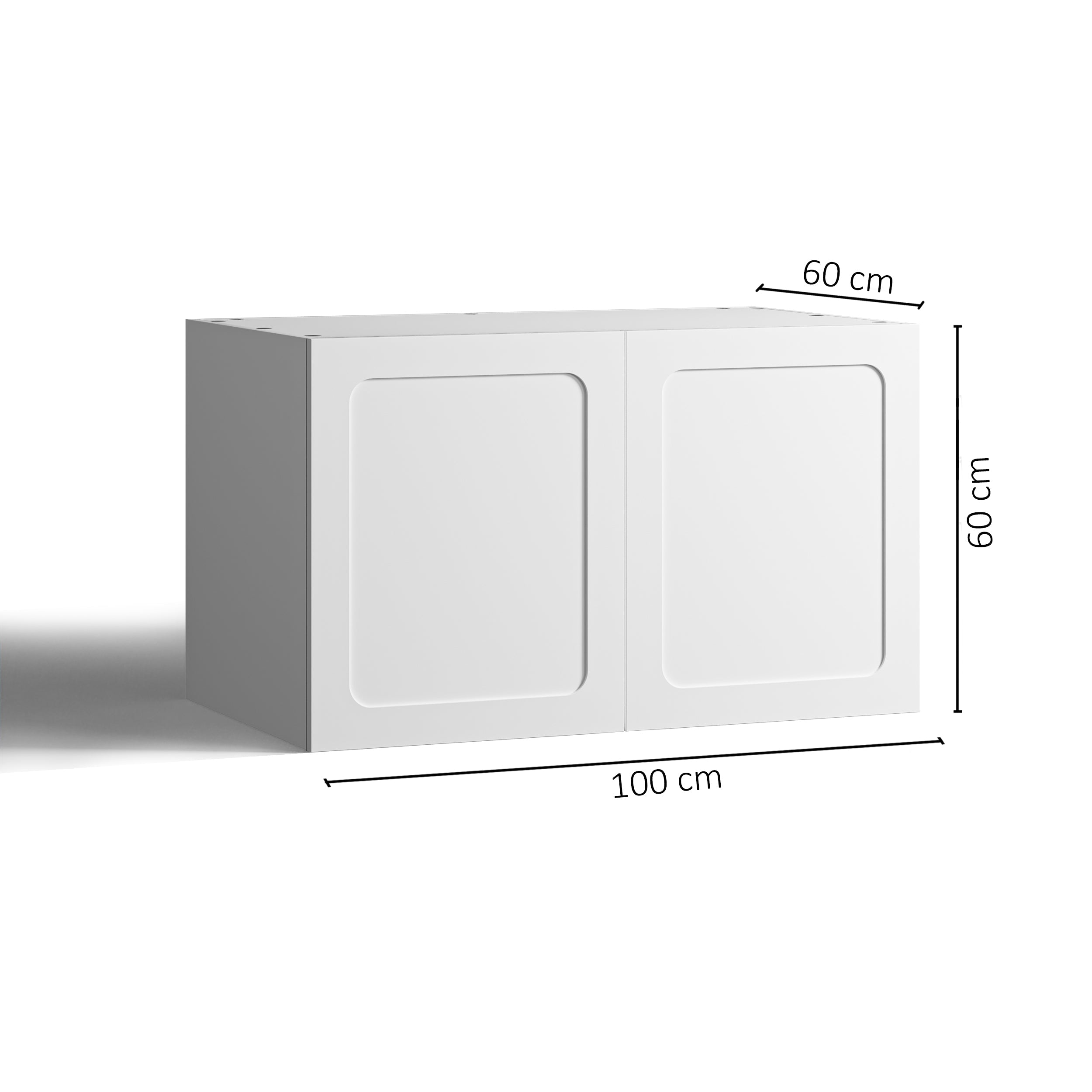 100x60 - Cabinet (58cm D) w 2 Doors - Round Shaker - RAW - PAX