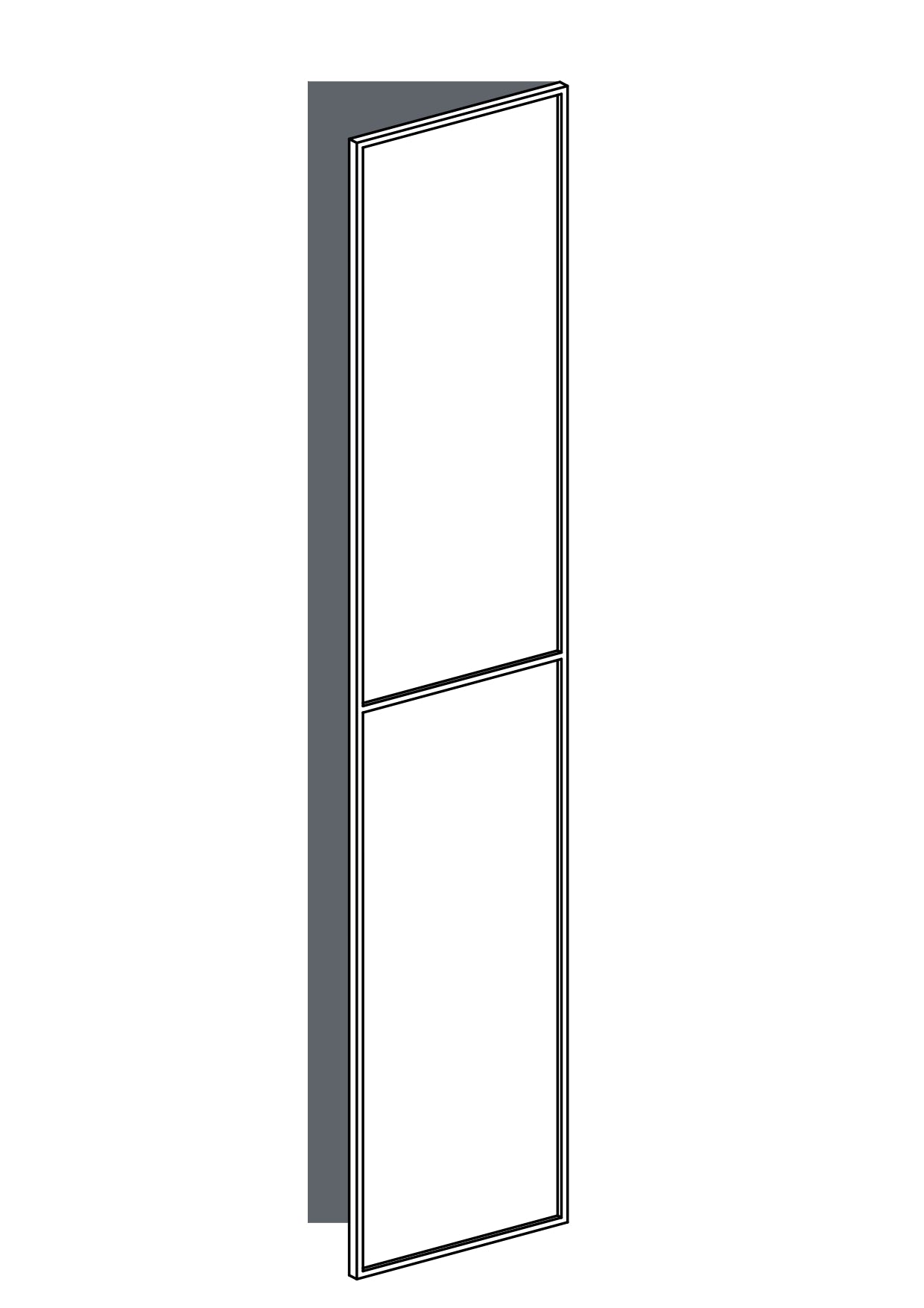 50x235 - Right Hung - Slim Shaker With Center Rail - Painted (2Pac Poly) - PAX