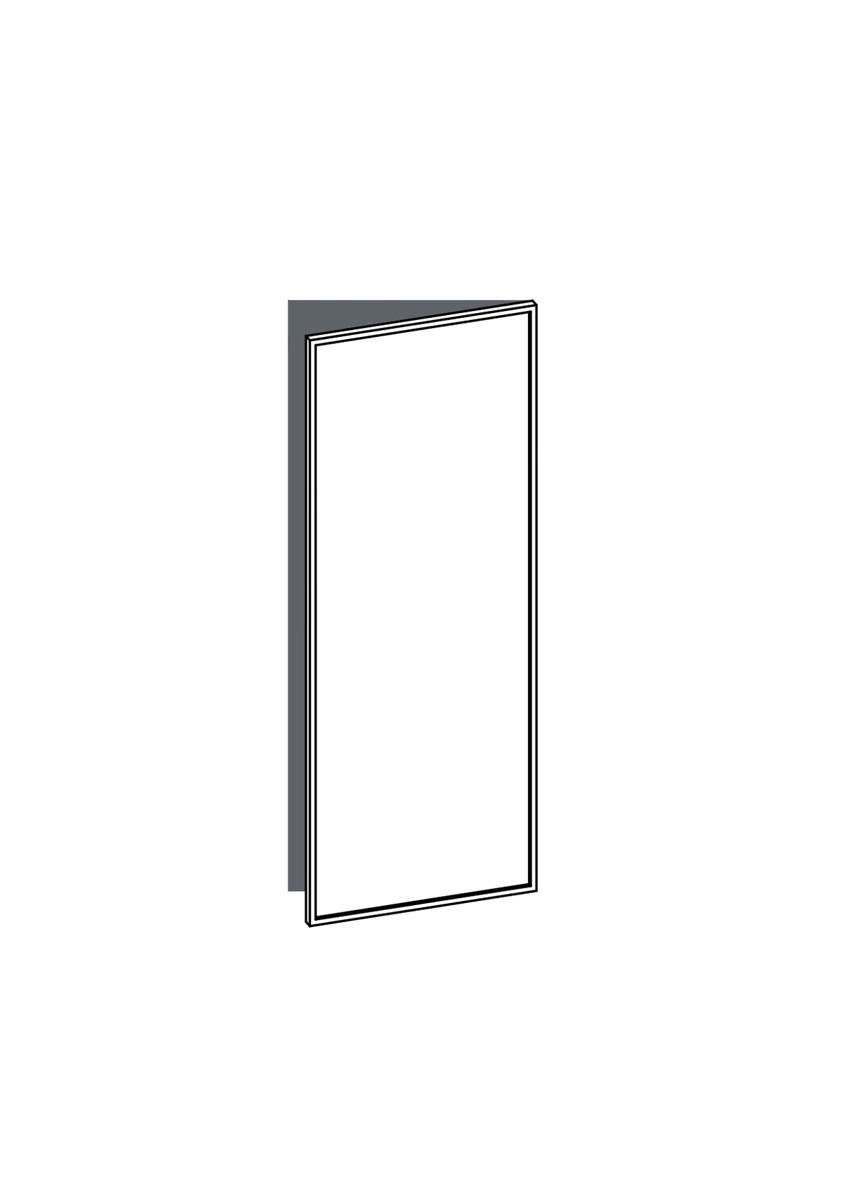 60x160 - Right Hung - Slim Shaker - Unpainted (Raw) - METOD, line drawing