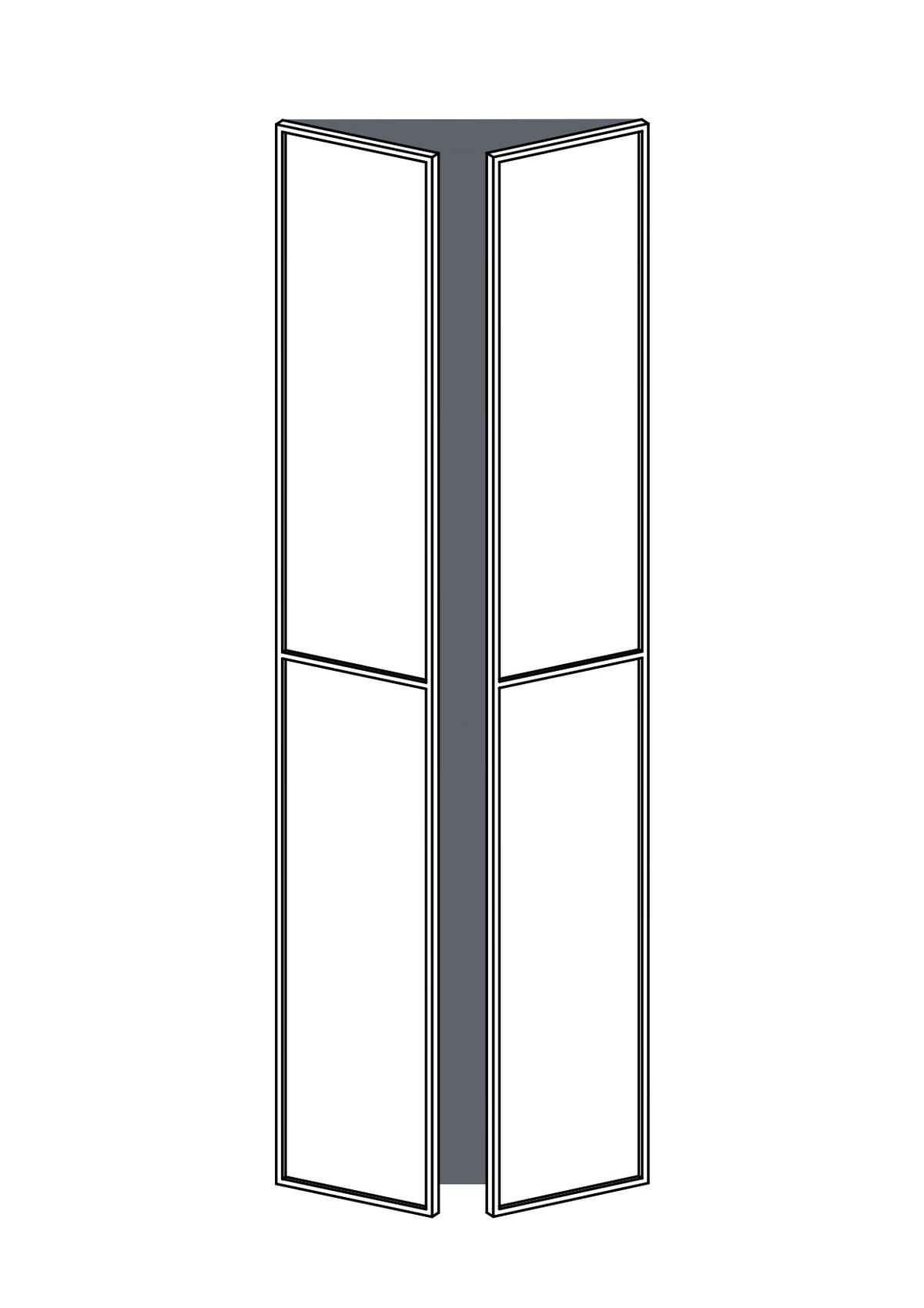 37x235 - Pair - Slim Shaker (With Center Rail) - Unpainted (Raw) - PAX - (To Fit 75cm PAX Frame), line drawing