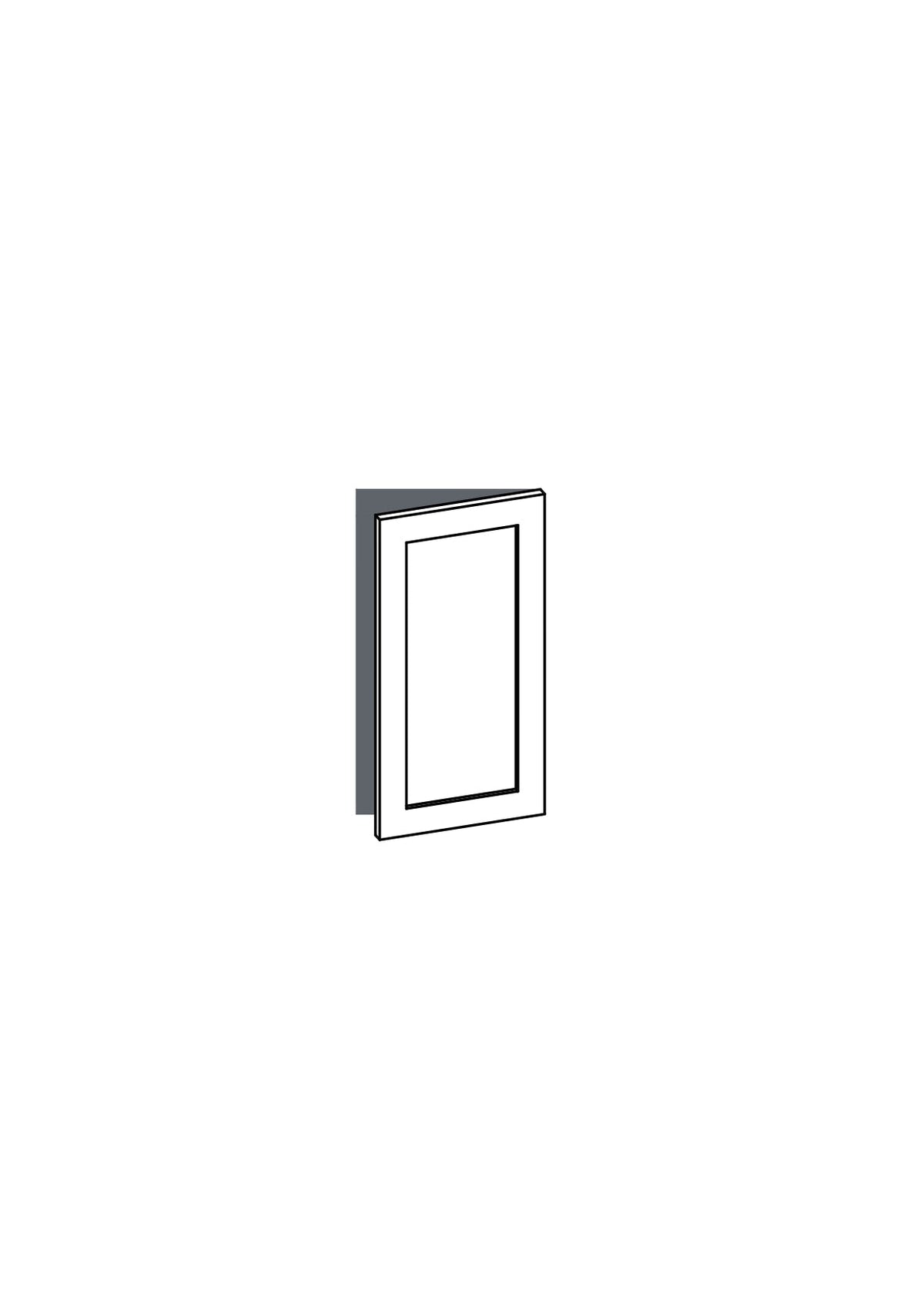 40x83 - Right Hung (Overhang) - Shaker - Unpainted (Raw) - METOD, line drawing