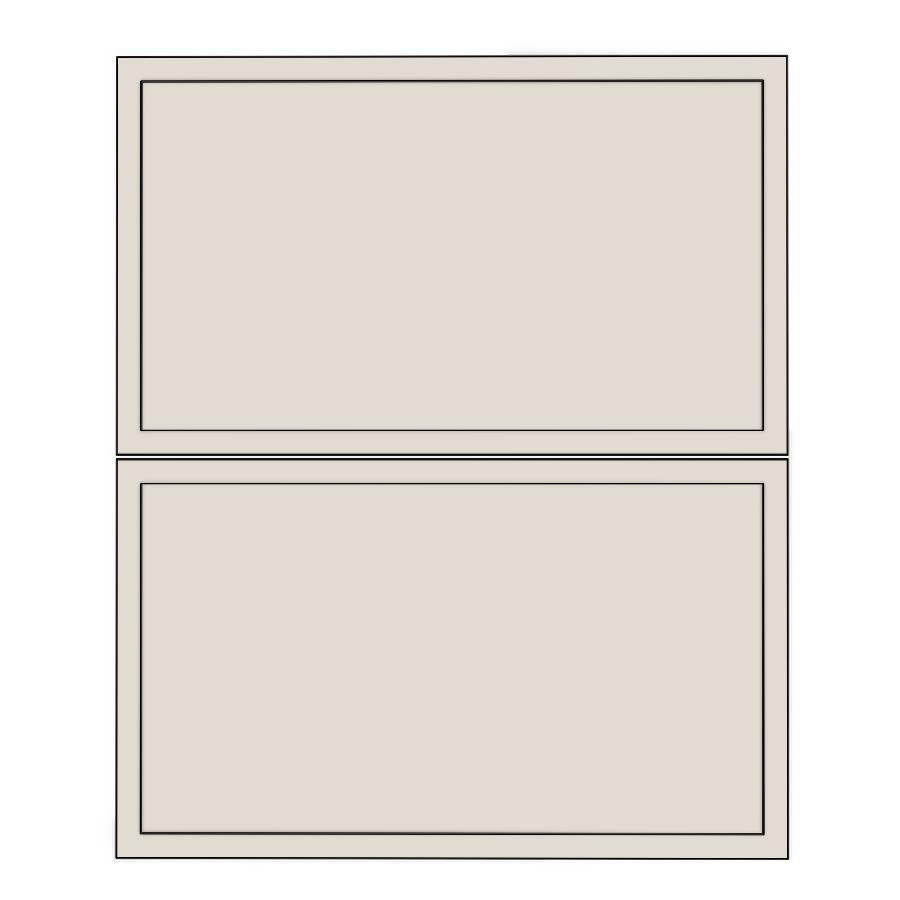600mm 2 Drawer Panels (597x357mm) - Slim Shaker - Unpainted (Raw), line drawing