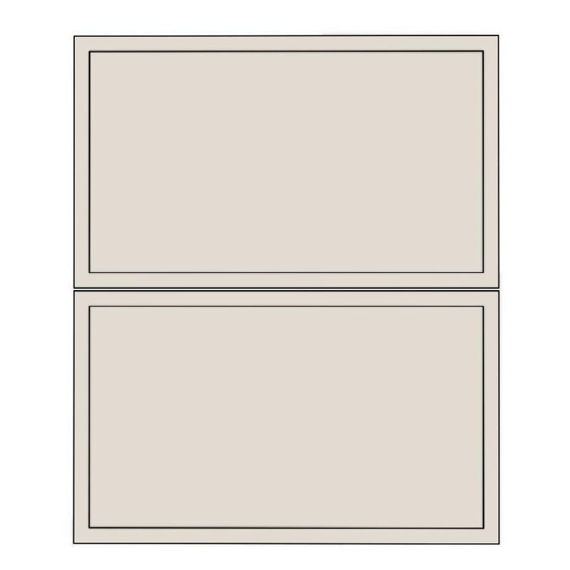 600mm 2 Drawer Panels (597x357mm) - Slim Shaker - Painted (2Pac Poly), line drawing
