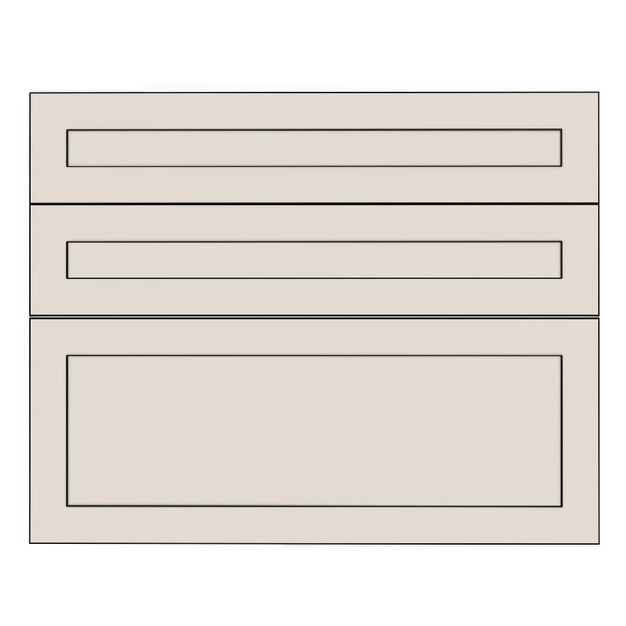900mm 3 Drawer Panels (897x357mm, 897x177mm) - Shaker - Painted (2Pac Poly), line drawing