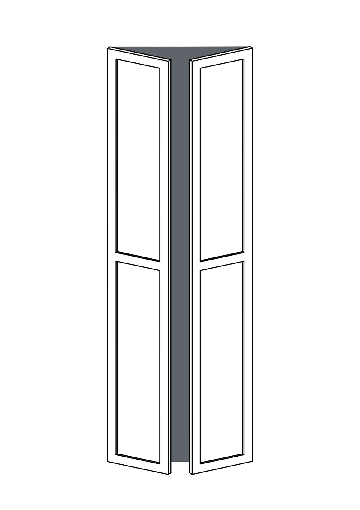 37x235 - Pair - Shaker With Center Rail - Painted (2Pac Poly) - PAX - (To Fit 75cm PAX Frame), line drawing