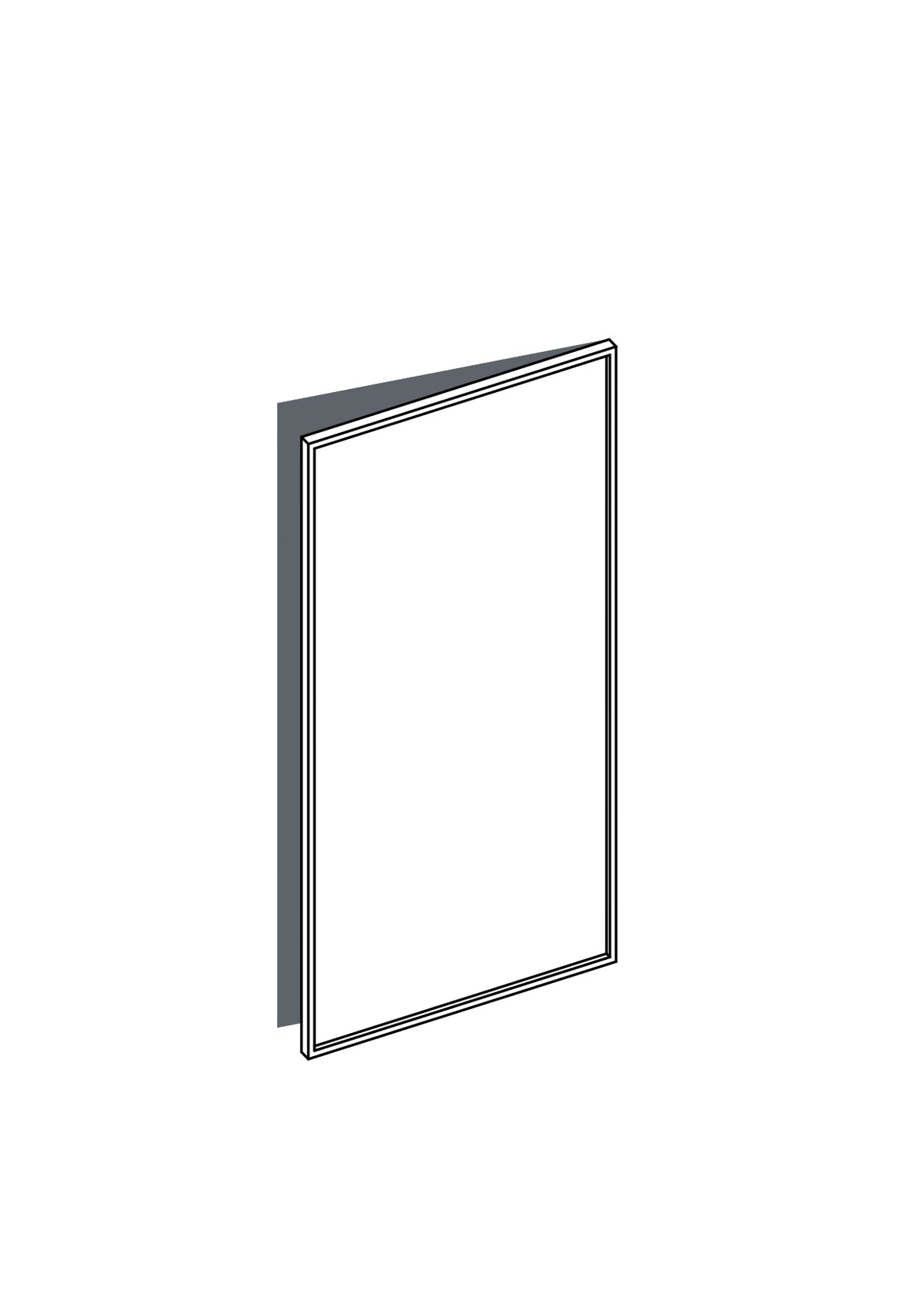 60x128 Right Hung - Slim Shaker - Unpainted (Raw) - BESTA, line drawing
