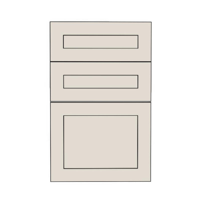 450mm 3 Drawer Panels (447x357mm, 447x177mm) - Shaker - Unpainted (Raw), line drawing