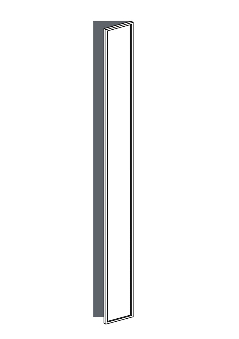 25x235 - Right Hung - Slim Shaker - Unpainted (Raw) - PAX, line drawing