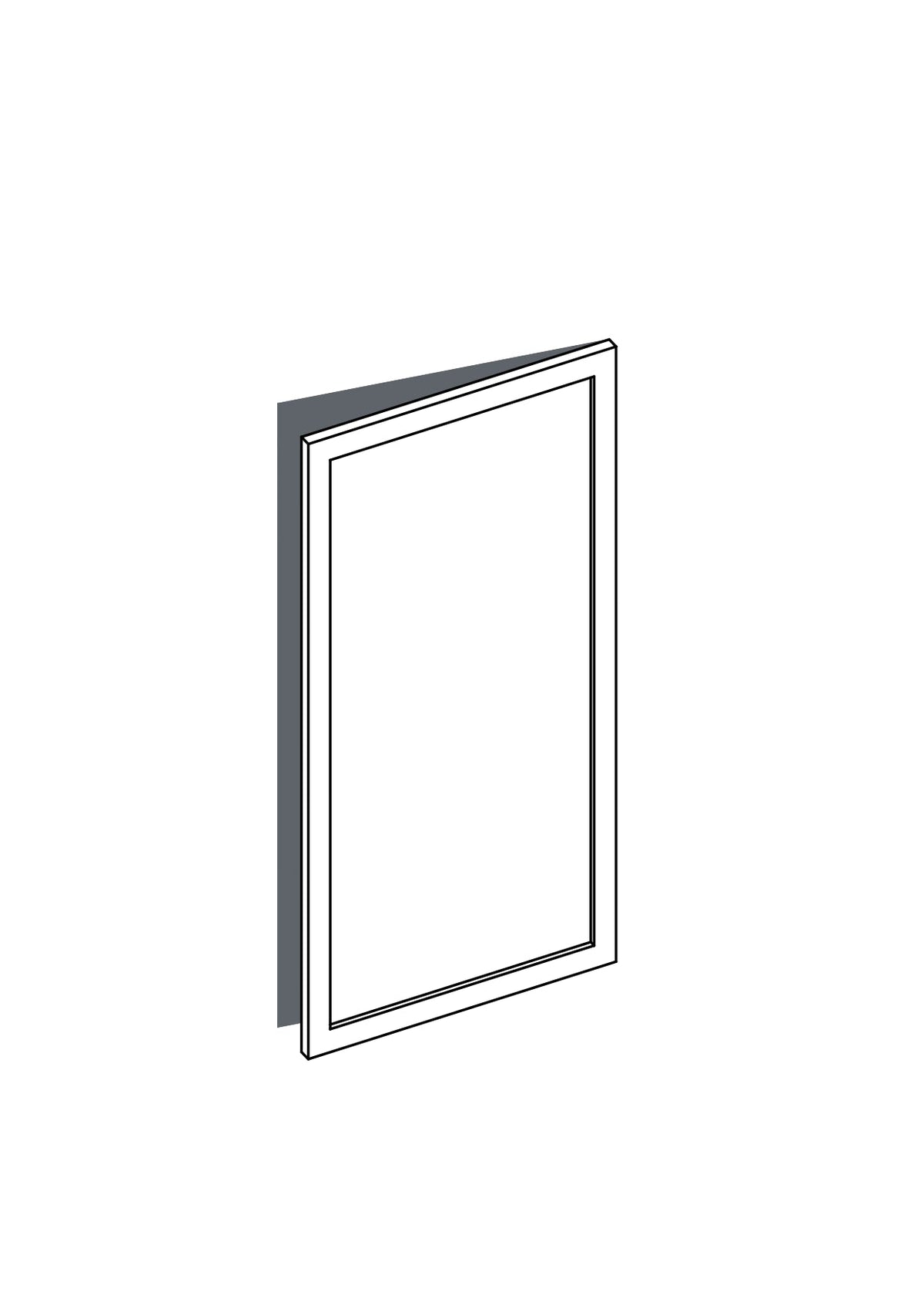 60x128 - Right Hung - Shaker - Painted (2Pac Poly) - BESTA, line drawing