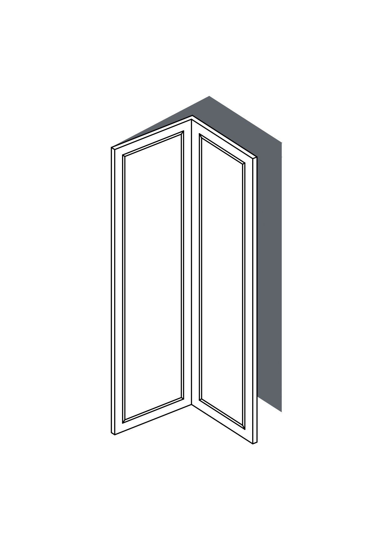 Corner Door 25x80 - Left Hung - French Shaker - Unpainted (Raw) - METOD