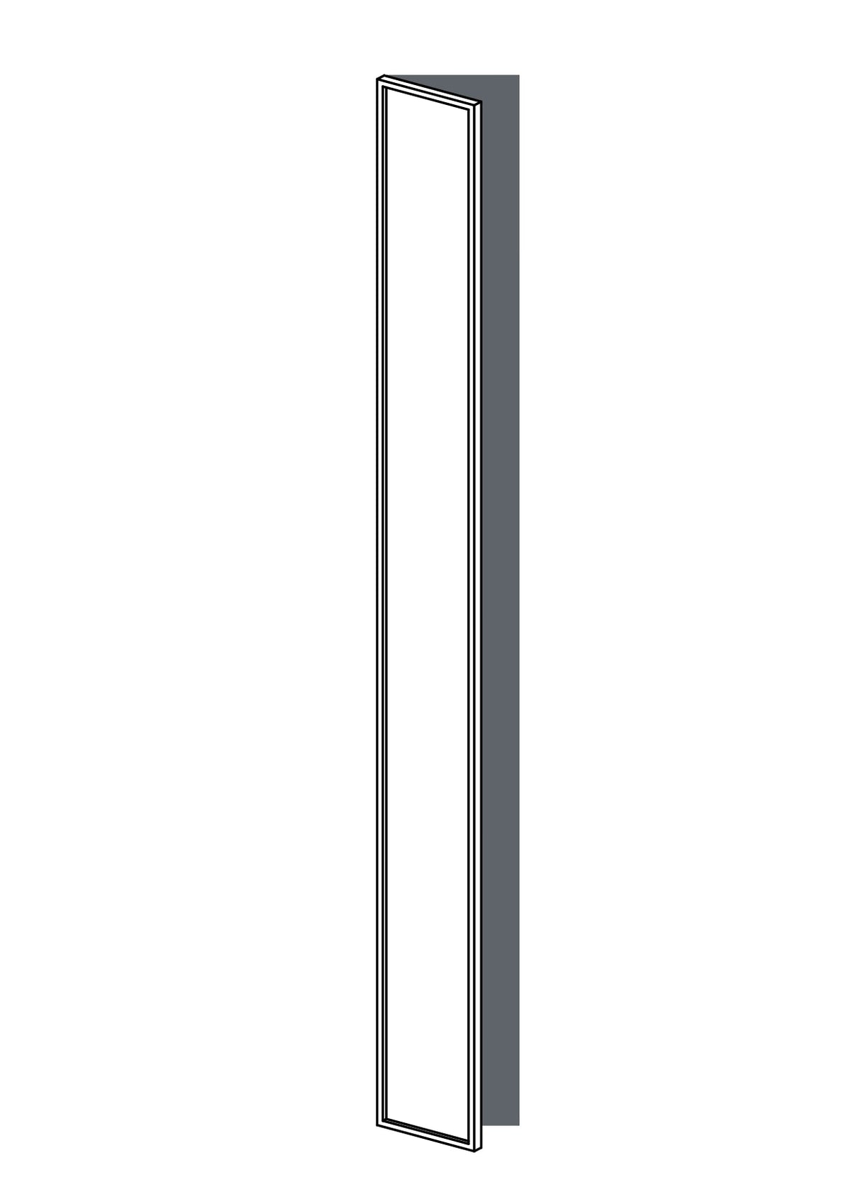 25x235 - Left Hung - Slim Shaker - Unpainted (Raw) - PAX, line drawing