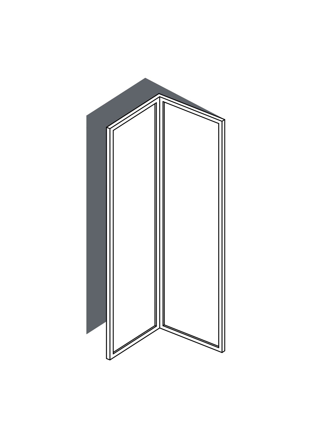 Corner Door 25x80 - Right Hung - Slim Shaker - Unpainted (Raw) - METOD, line drawing