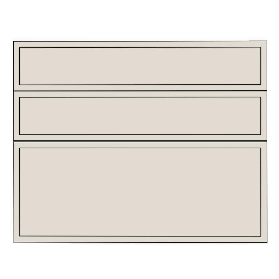 900mm 3 Drawer Panels (897x357mm, 897x177mm) - Slim Shaker - Painted (2Pac Poly), line drawing