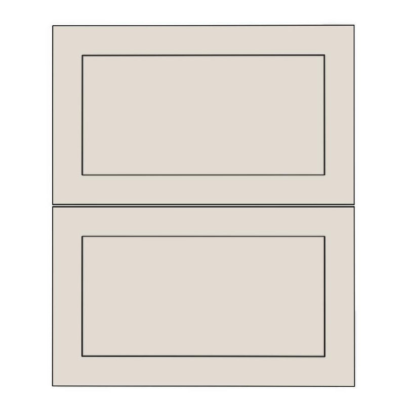 600mm 2 Drawer Panels (597x357mm) - Shaker - Unpainted (Raw), line drawing