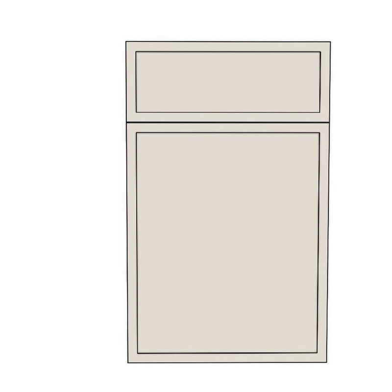 450mm 1 Door (447x537mm) & 1 Drawer Panel (447x177mm)  - Slim Shaker - Unpainted (Raw), line drawing