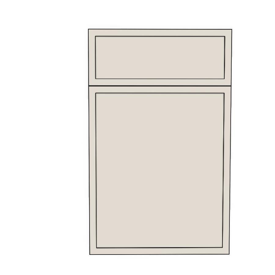 450mm 1 Door (447x537mm) & 1 Drawer Panel (447x177mm)  - Slim Shaker - Unpainted (Raw), line drawing