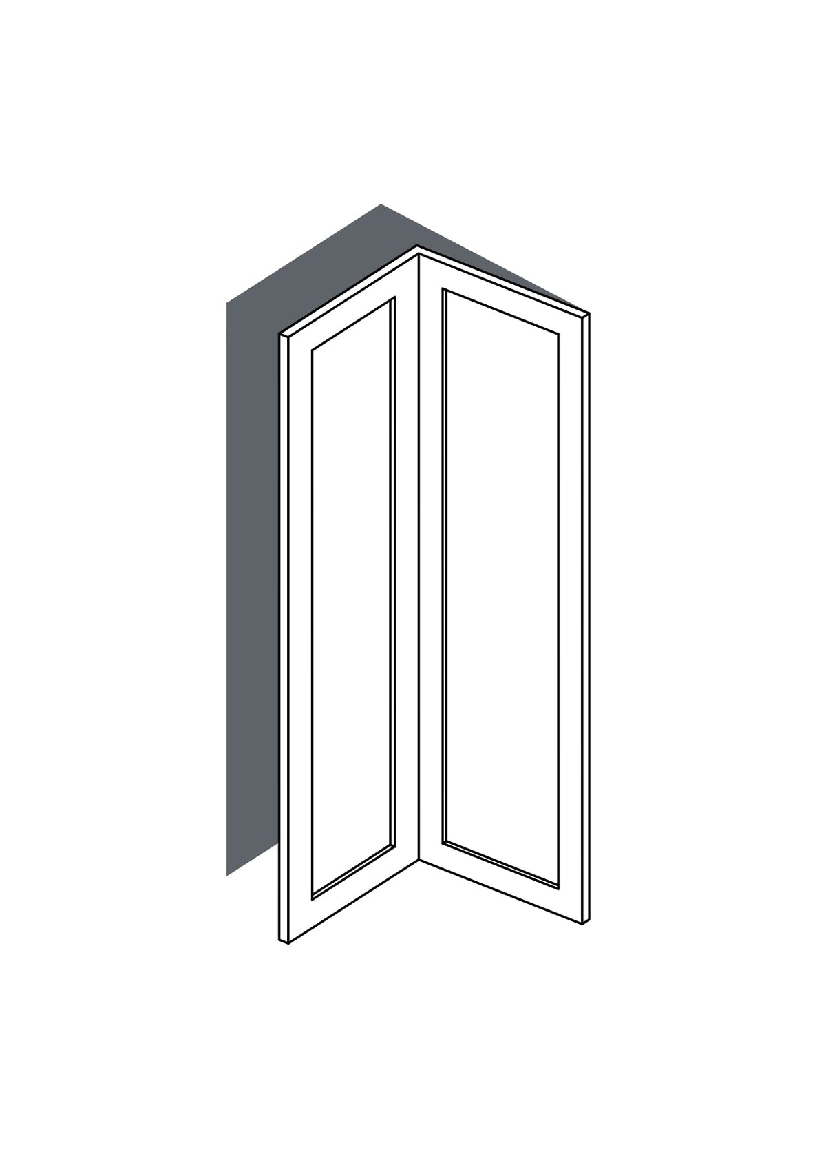 Corner Door 25x80 - Right Hung - Shaker - Unpainted (Raw) - METOD, line drawing