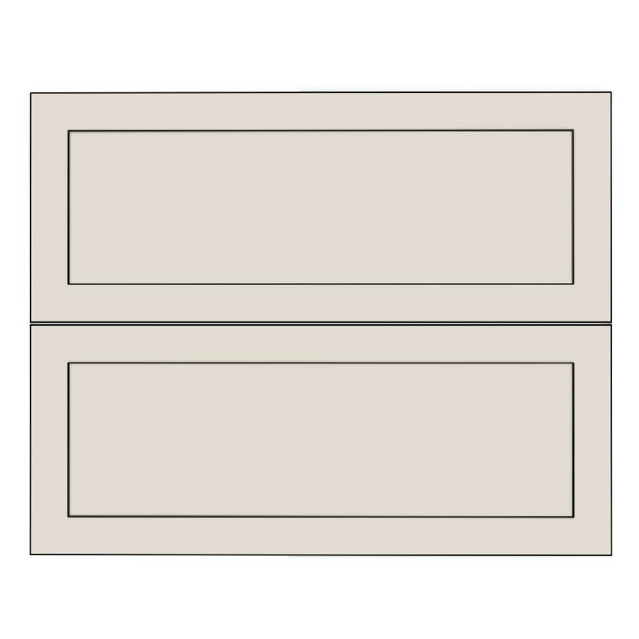 900mm 2 Drawer Panels (897x357mm) - Shaker - Unpainted (Raw), line drawing