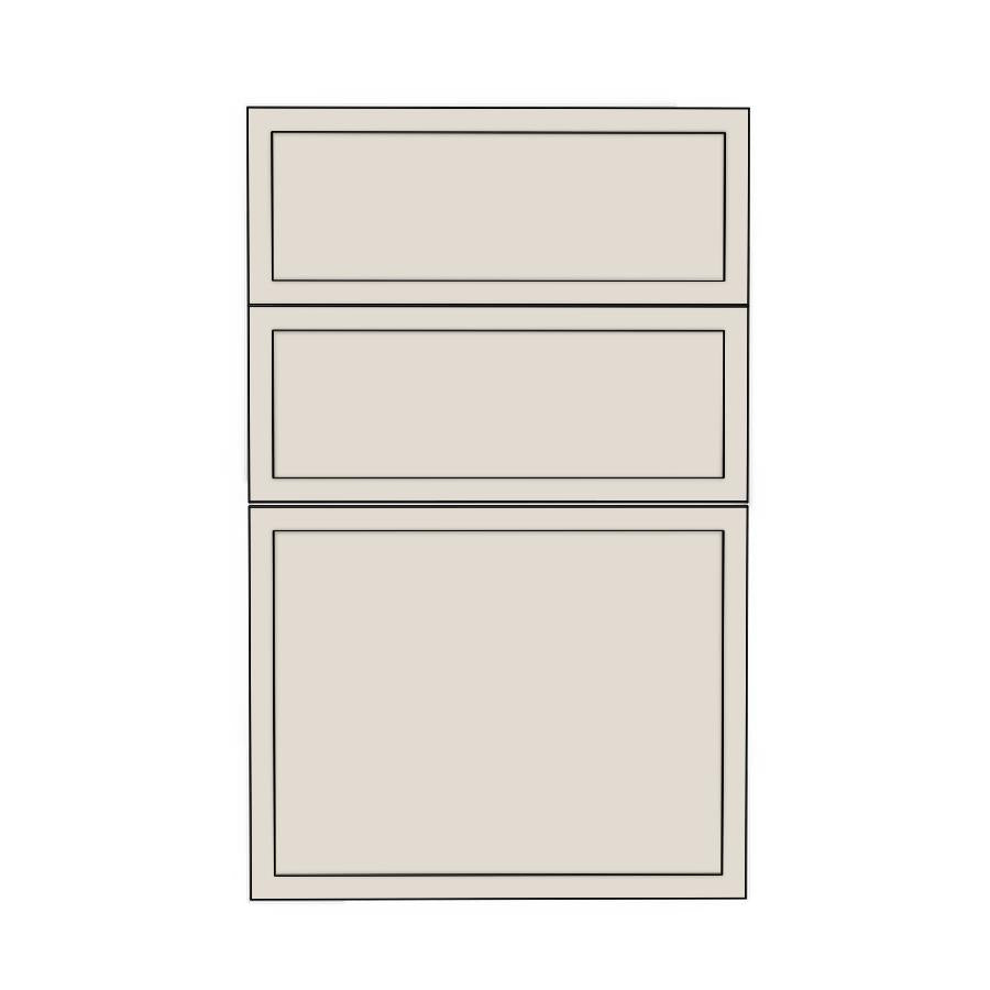 450mm 3 Drawer Panels (447x357mm, 447x177mm) - Slim Shaker - Painted (2Pac Poly), line drawing