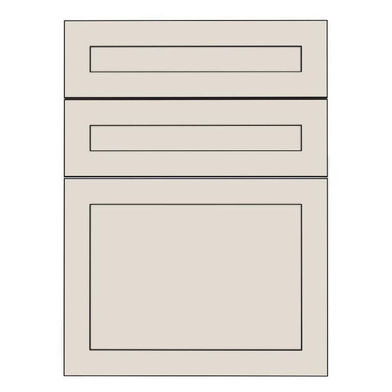 600mm 3 Drawer Panels (597x357mm, 597x177mm) - Shaker - Unpainted (Raw), line drawing