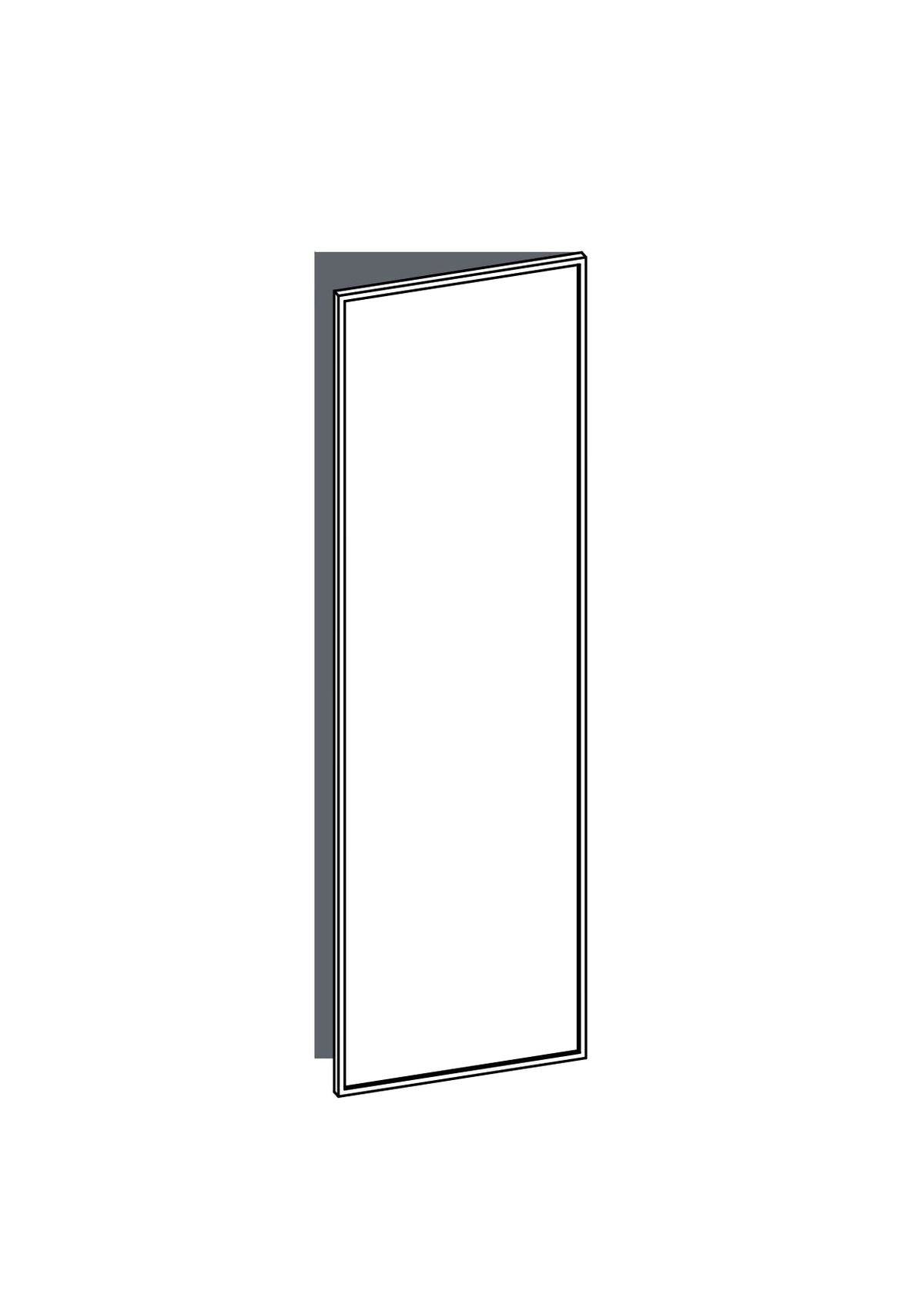 60x200 - Right Hung - Slim Shaker - Painted (2Pac Poly) - METOD, line drawing