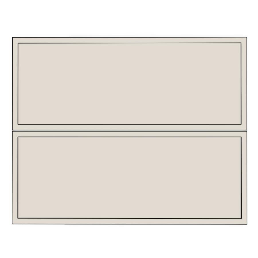900mm 2 Drawer Panels (897x357mm) - Slim Shaker - Unpainted (Raw), line drawing