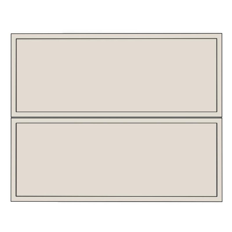 900mm 2 Drawer Panels (897x357mm) - Slim Shaker - Unpainted (Raw), line drawing