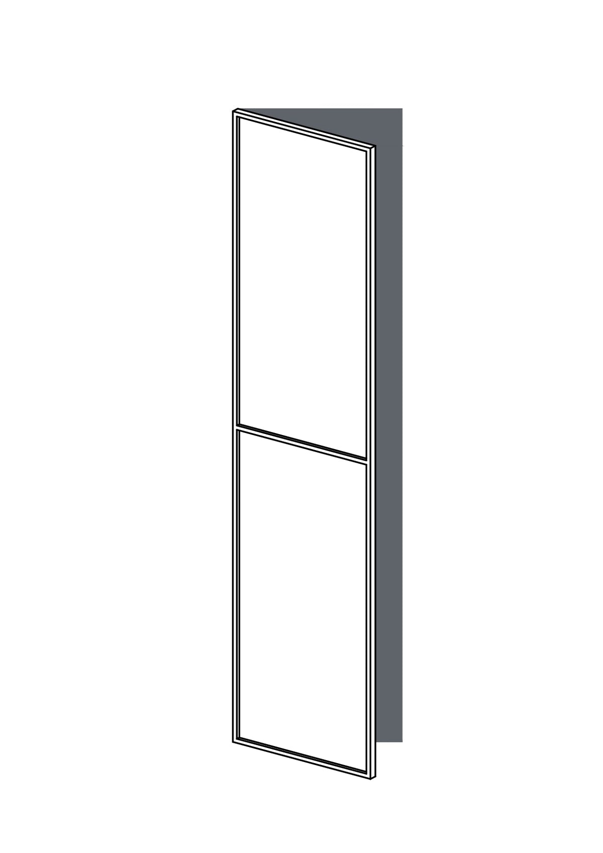 50x200 - Left Hung - Slim Shaker (With Center Rail) - Unpainted (Raw) - PAX, line drawing