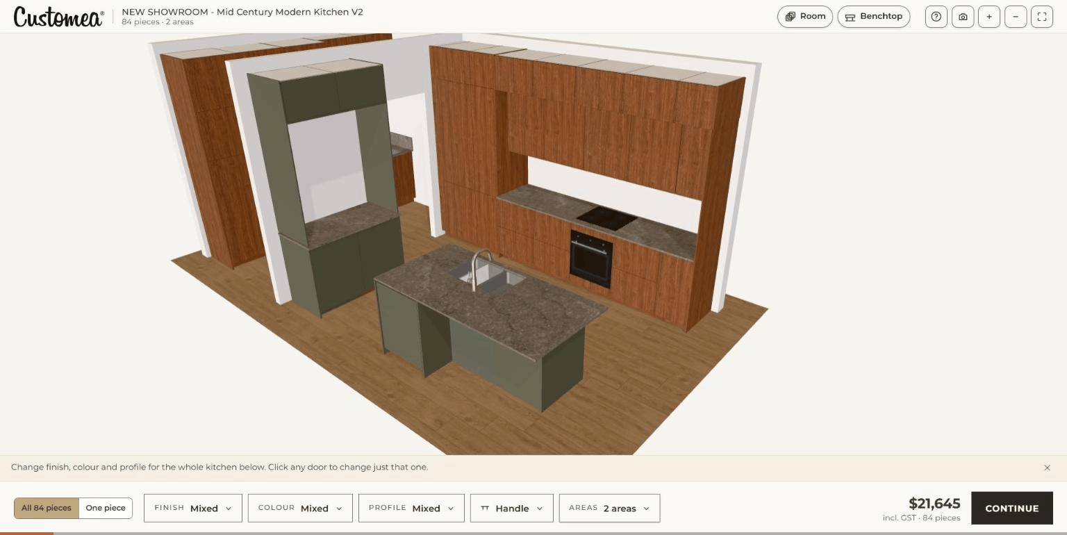 IKEA kitchen shown in the Customea 3D Planner