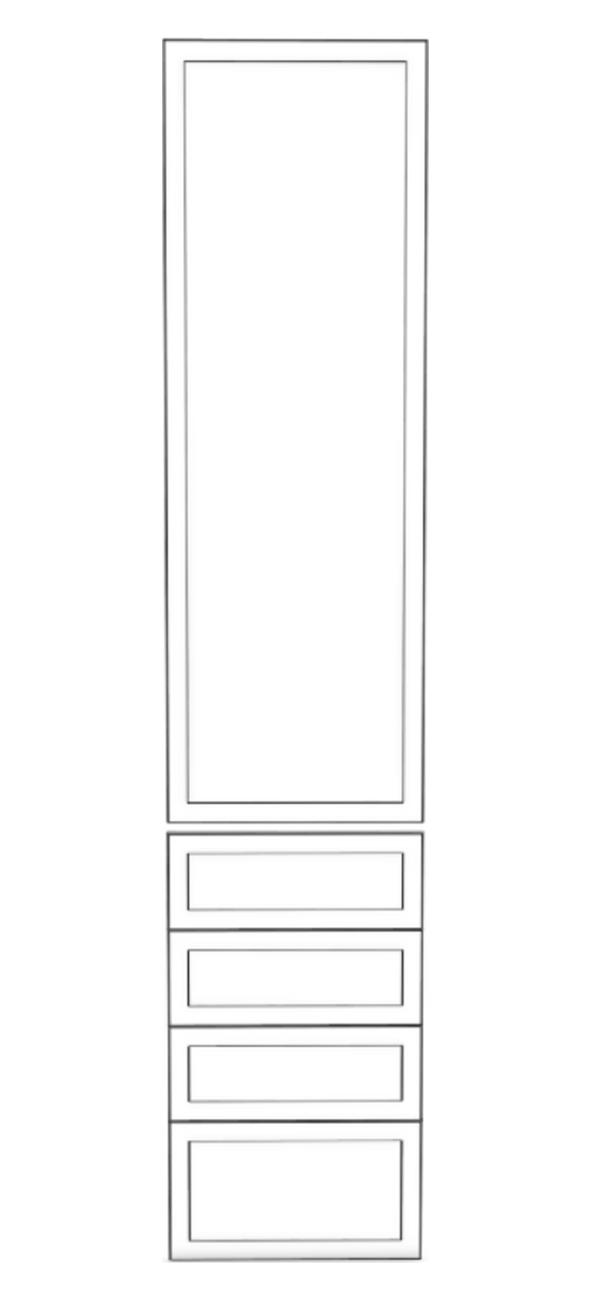 50x236 - 1 Door + 4 Drawer Fronts - Left Hung - Midi Shaker - Unpainted (Raw) - PAX - (To Fit 50cm PAX Frame)