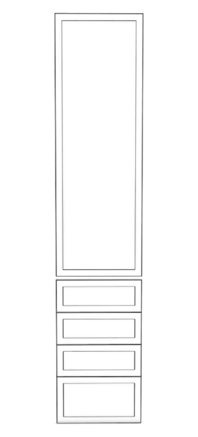 50x236 - 1 Door + 4 Drawer Fronts - Left Hung - Midi Shaker - Painted (2Pac Poly) - PAX - (To Fit 50cm PAX Frame)