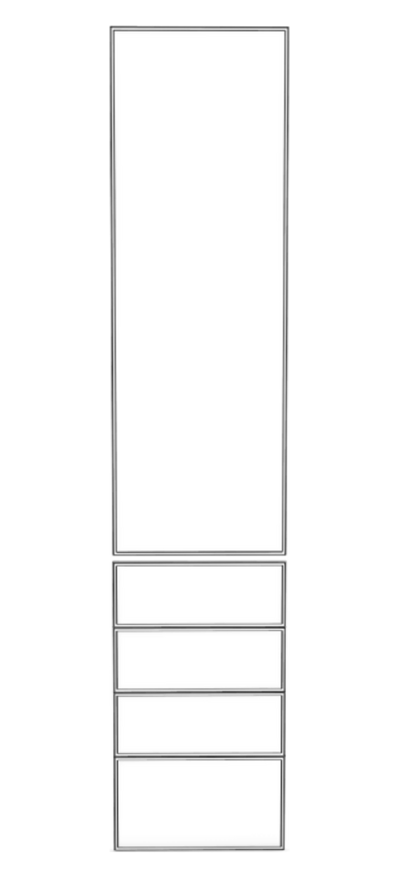 50x236 - 1 Door + 4 Drawer Fronts - Left Hung - Mini Shaker - Painted (2Pac Poly) - PAX - (To Fit 50cm PAX Frame)