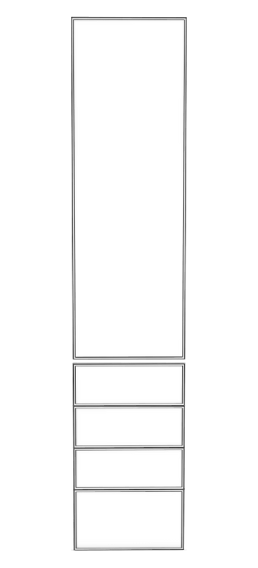 50x236 - 1 Door + 4 Drawer Fronts - Left Hung - Mini Shaker - Painted (2Pac Poly) - PAX - (To Fit 50cm PAX Frame)