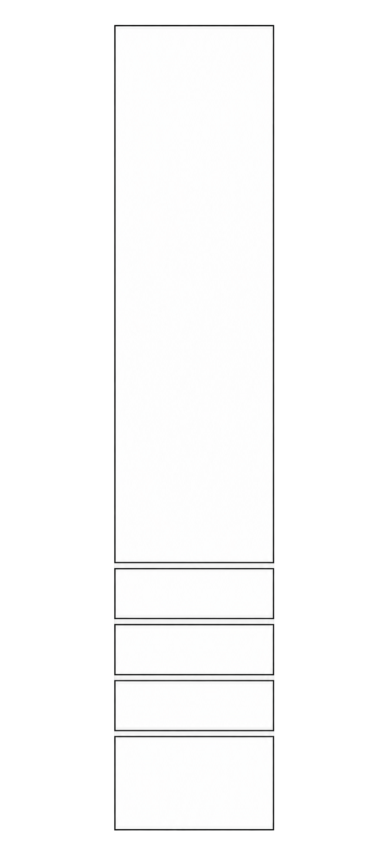 50x236 - 1 Door + 4 Drawer Fronts - Left Hung - Plain - Painted (2Pac Poly) - PAX - (To Fit 50cm PAX Frame)
