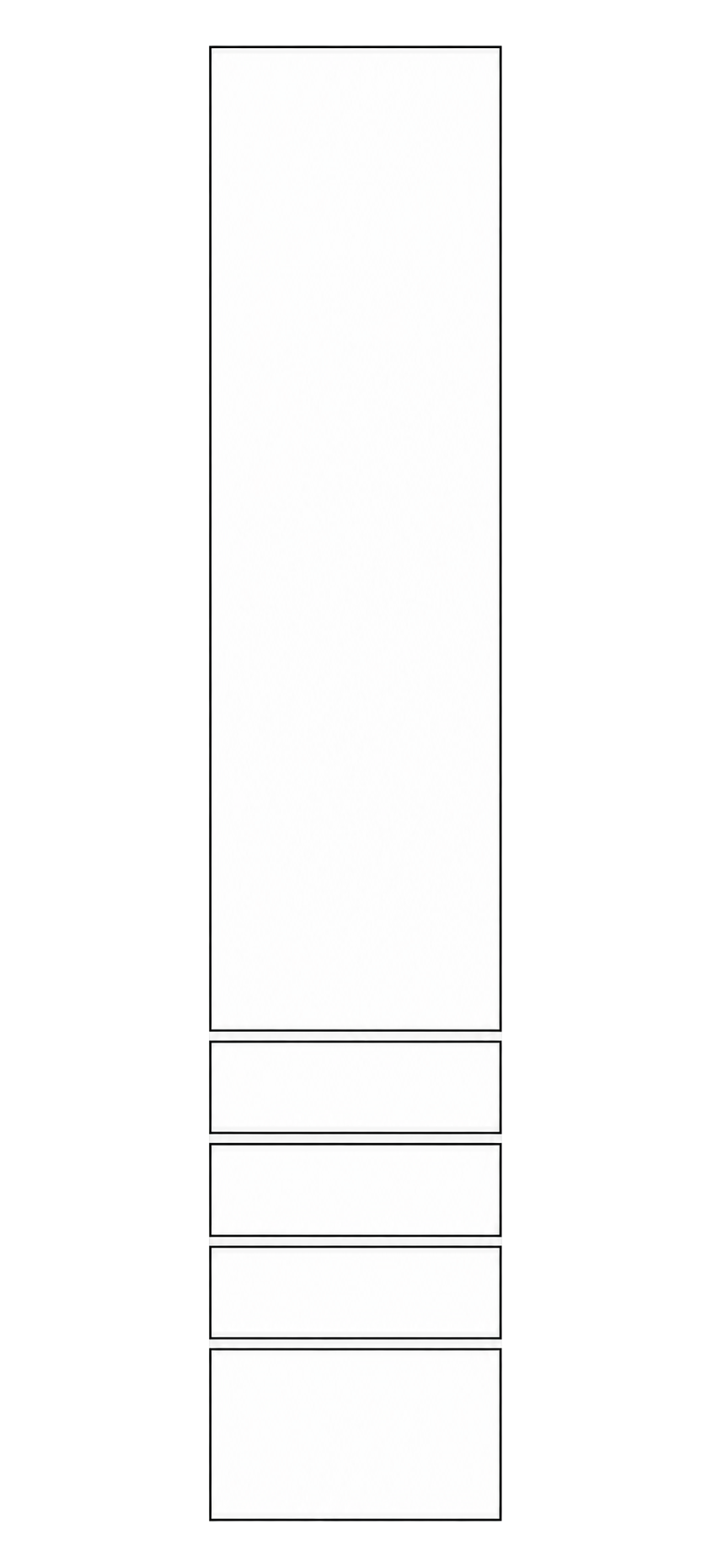 50x236 - 1 Door + 4 Drawer Fronts - Right Hung - Laminex - PAX