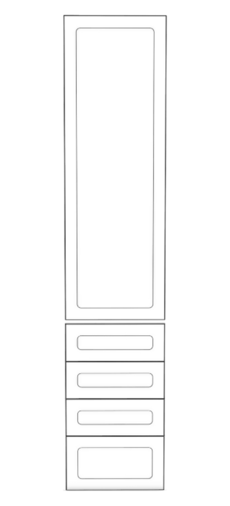 50x236 - 1 Door + 4 Drawer Fronts - Right Hung - Round Shaker - Painted (2Pac Poly) - PAX - (To Fit 50cm PAX Frame)