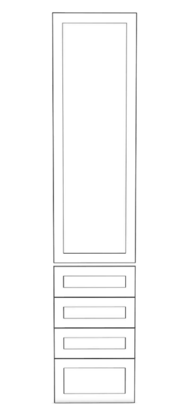 50x236 - 1 Door + 4 Drawer Fronts - Right Hung - French Shaker - Unpainted (Raw) - PAX - (To Fit 50cm PAX Frame)