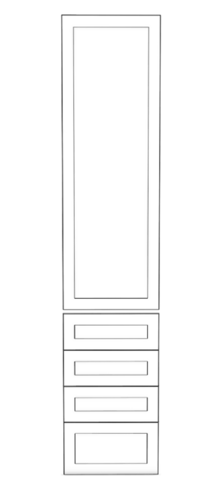 50x236 - 1 Door + 4 Drawer Fronts - Left Hung - Shaker - NAVURBAN™ - PAX - (To Fit 50cm PAX Frame)