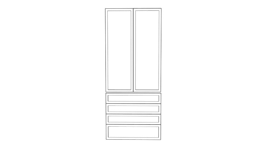 100x236 - 2 Doors + 4 Drawer Fronts - Midi Shaker - Unpainted (Raw) - PAX - (To Fit 100cm PAX Frame)