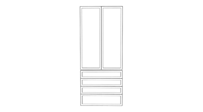 75x236 - 2 Doors + 4 Drawer Fronts - Midi Shaker - Unpainted (Raw) - PAX - (To Fit 75cm PAX Frame)