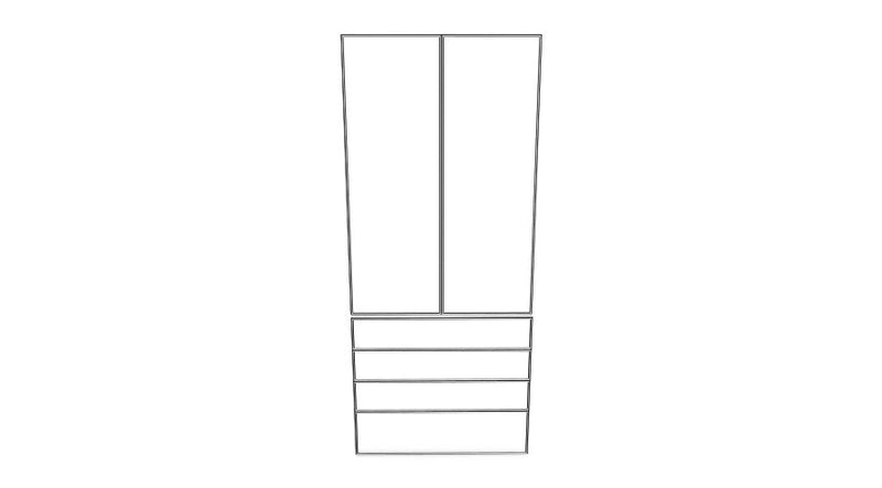 100x236 - 2 Doors + 4 Drawer Fronts - Mini Shaker - Painted (2Pac Poly) - PAX - (To Fit 100cm PAX Frame)