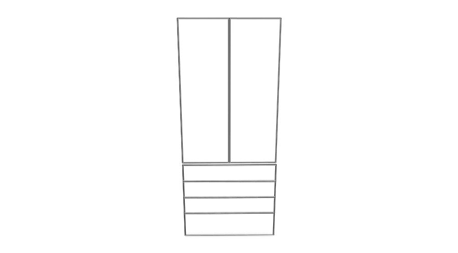 100x236 - 2 Doors + 4 Drawer Fronts - Mini Shaker - Painted (2Pac Poly) - PAX - (To Fit 100cm PAX Frame)