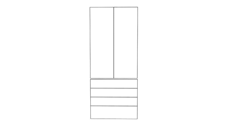 100x236 - 2 Doors + 4 Drawer Fronts - Plain - NAVURBAN™ - PAX - (To Fit 100cm PAX Frame)