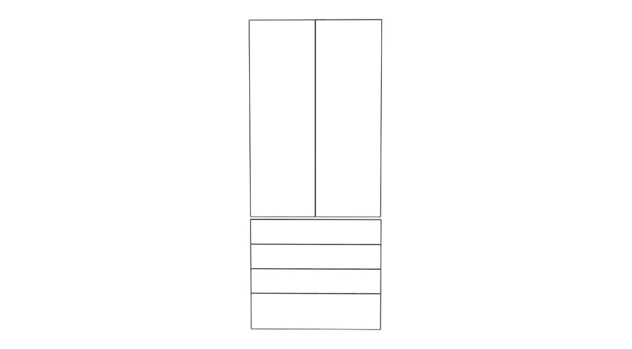 100x236 - 2 Doors + 4 Drawer Fronts - Polytec - PAX