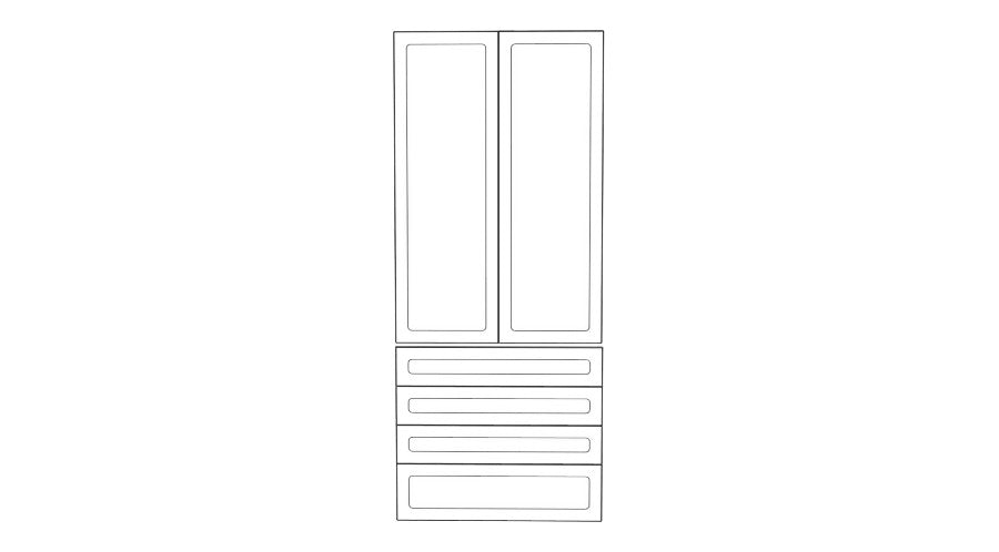100x236 - 2 Doors + 4 Drawer Fronts - Round Shaker - Painted (2Pac Poly) - PAX - (To Fit 100cm PAX Frame)