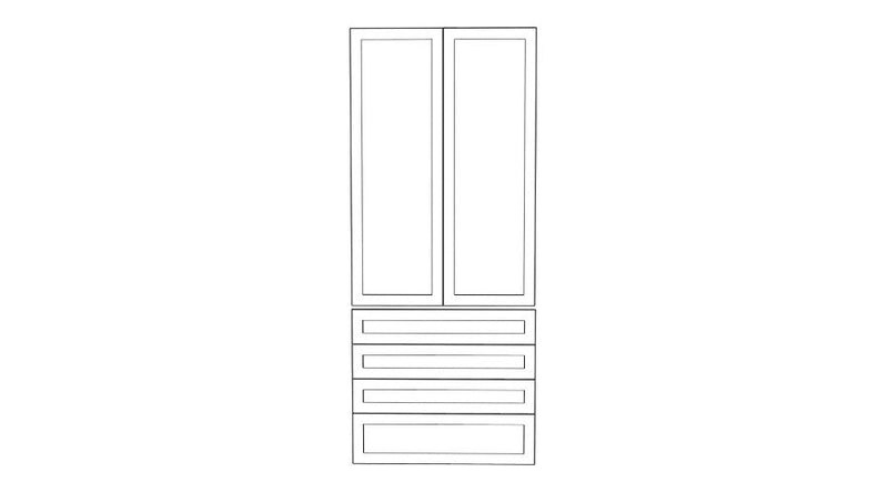 100x236 - 2 Doors + 4 Drawer Fronts - Shaker - NAVURBAN™ - PAX - (To Fit 100cm PAX Frame)