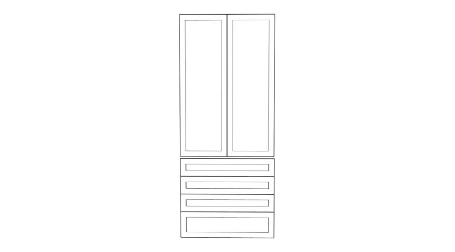 100x236 - 2 Doors + 4 Drawer Fronts - Shaker - NAVURBAN™ - PAX - (To Fit 100cm PAX Frame)