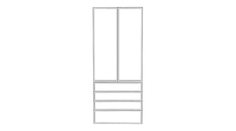 100x236 - 2 Doors + 4 Drawer Fronts - Slim Shaker - Painted (2Pac Poly) - PAX - (To Fit 100cm PAX Frame)