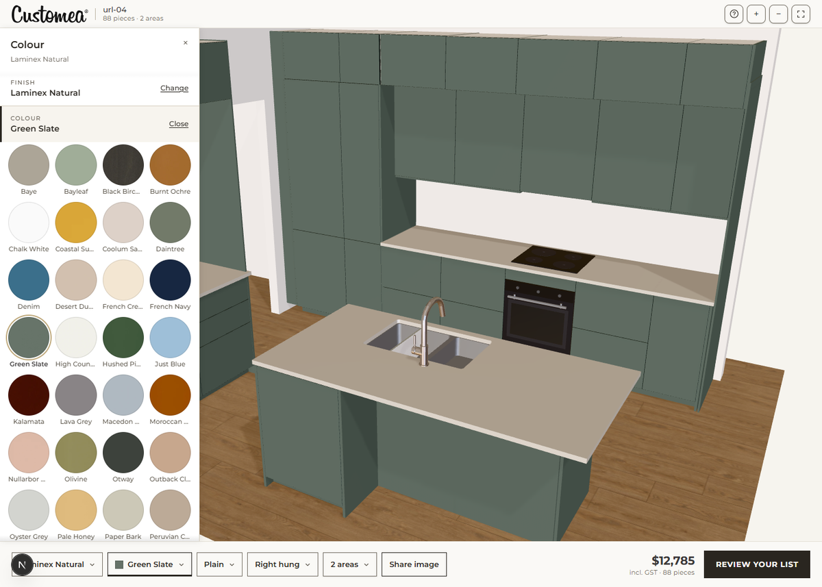 IKEA kitchen shown in the Customea 3D Planner